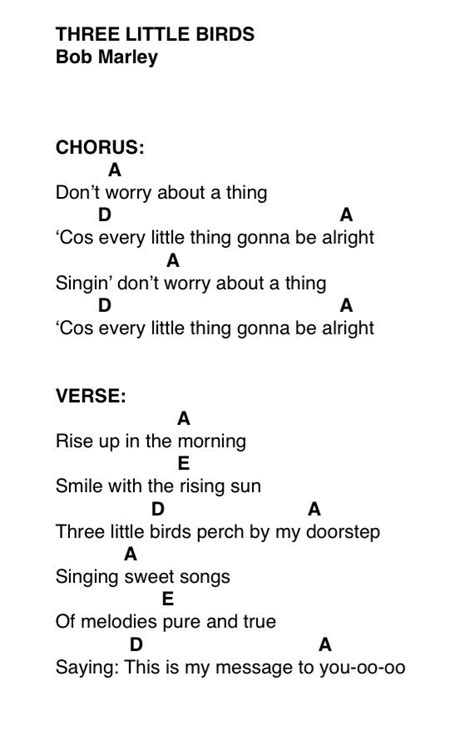 the three little birds guitar chords