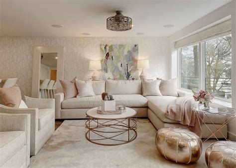 Transitional style Cozy Beige Family room decor with comfy sectional sofa | Sectional sofa comfy ...