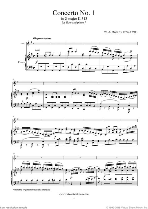 Mozart: Flute Concerto No.1 in G major K313 sheet music (PDF)