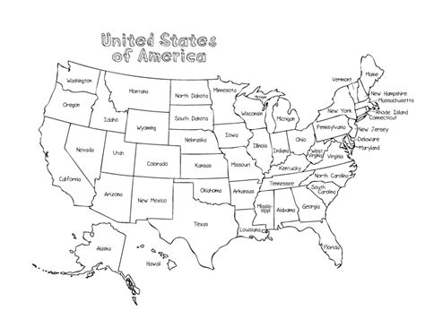 Map Of Usa To Color For Kids