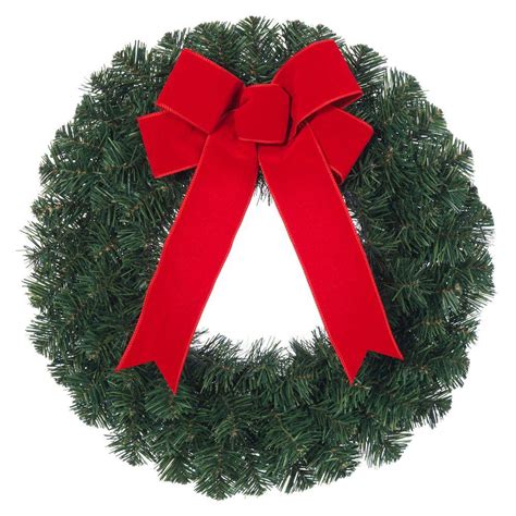 Home Accents Holiday 20 in. Noble Pine Artificial Wreath with Red Bow ...