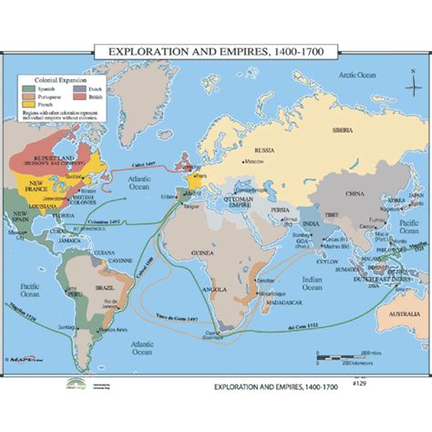 History Maps for Classroom - History Map #129 Voyages Of Exploration 1000-1522CE & Colonial E