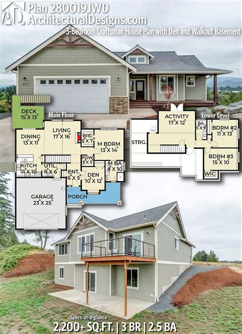 Craftsman Walkout Basement Floor Plans | Craftsman house plans ...