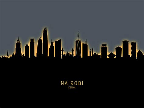 Nairobi Kenya Skyline Digital Art by Michael Tompsett - Pixels