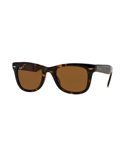 Ray-ban Polarized Wayfarer Sunglasses in Brown for Men | Lyst