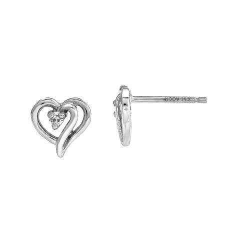 Diamond Accent 14K White Gold Heart Earrings, Color: White - JCPenney