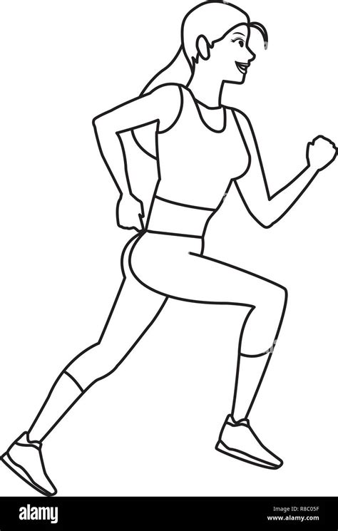 Fitness woman running in black and white Stock Vector Image & Art - Alamy