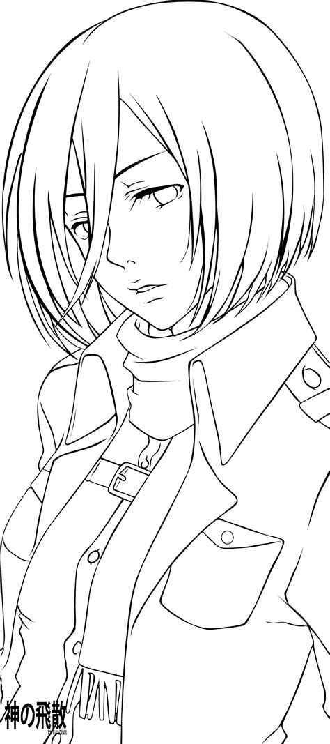 Attack on Titan - Mikasa Ackerman (Line Art) by jezreelian10 on DeviantArt