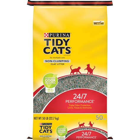 Purina Tidy Cats Non Clumping Cat Litter, 24/7 Performance Multi Cat Litter, 50 lb. Bag ...