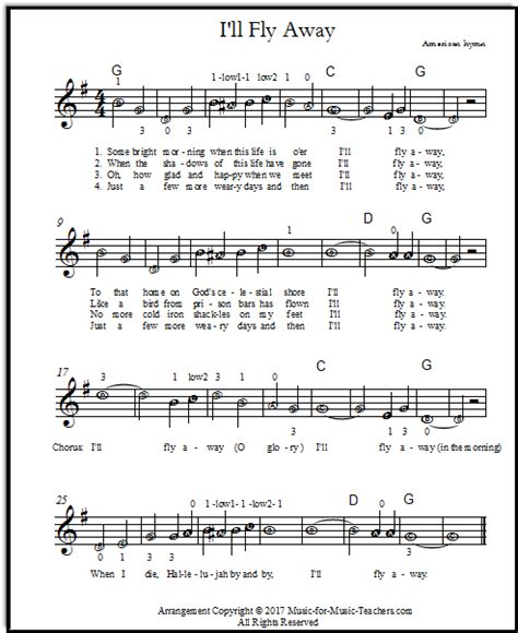 "I'll Fly Away" Free Fiddle Sheet Music & Easy Guitar Tabs