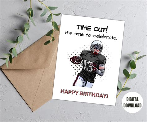 Football Printable Birthday Cardfootball Lovers Gift Digital Football ...