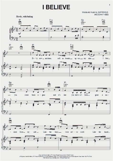 I Believe Piano Sheet Music | OnlinePianist