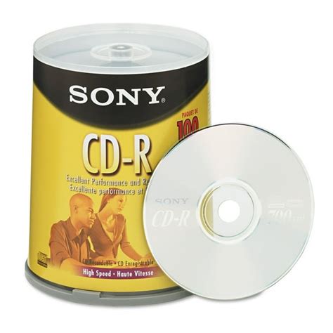 Sony CD-R Discs, 700MB/80min, 48x, Spindle, Silver, 100/Pack - Walmart ...