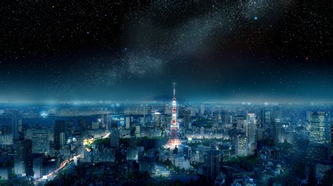 Japan, Tokyo, city, cityscape, night sky, space, Asia, blue | 3840x2160 ...