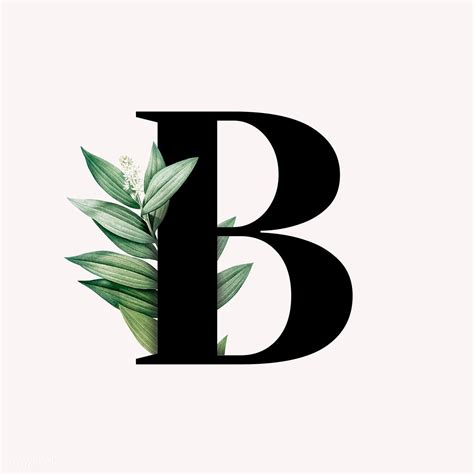 Download premium vector of Botanical capital letter B vector 584847 | Letter b, B letter design ...