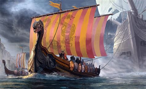 Viking Dragon Ships | Drakkar by LeKsoTiger … | Viking wallpaper, Viking ship, Fantasy landscape