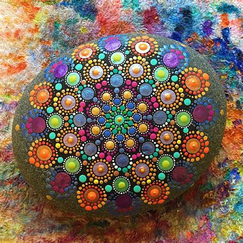 Mandala Stone Hand Painted Dot Art Dot Painting Painted | Mandala ...