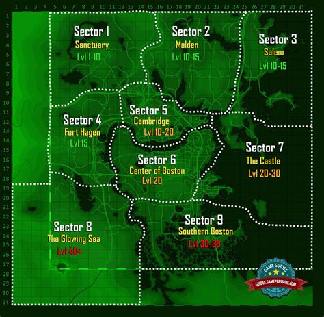 Fallout 4: World map - enemy levels - gamepressure.com