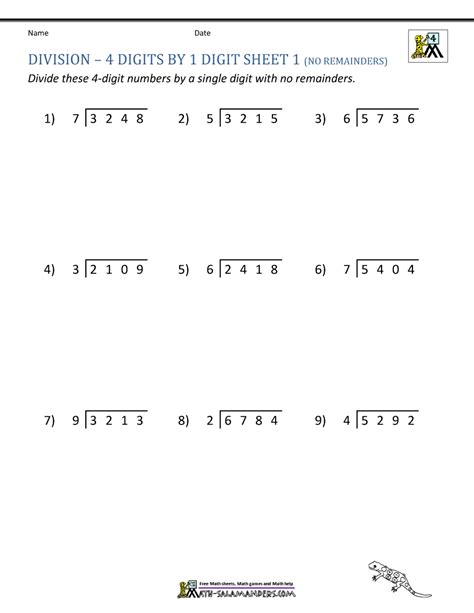 Free Division Worksheets