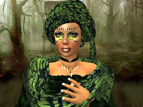 Voodoo Queen Marie Laveau in Green - complete look TFF Voodoo Halloween, Creepy Halloween Makeup ...