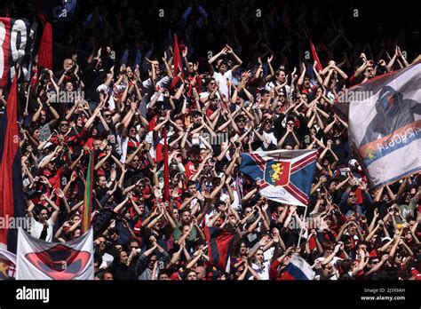 Genova, Italy. 10th Apr, 2022. Genoa CFC fans clap their hands during Genoa CFC vs SS Lazio ...