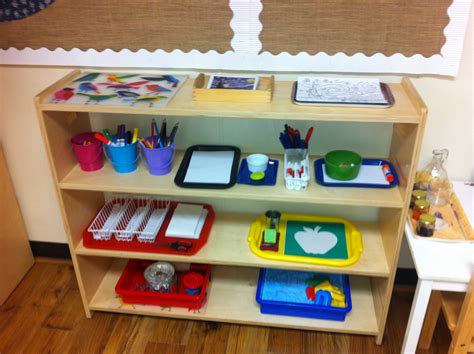 Montessori Art Shelf in a Childrens House Classroom | Montessori art, Preschool art projects ...