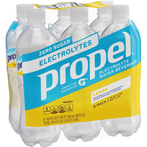 Propel Zero Sugar Electrolyte Water Beverage Lemon Naturally Flavored 16.9 Fl Oz 6 Count Bottle ...