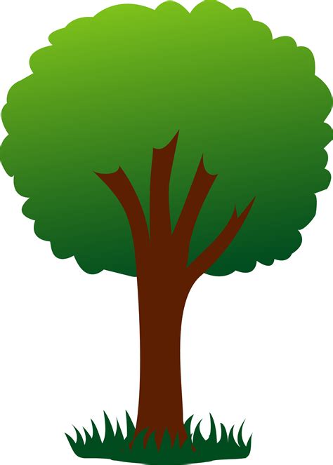 Simple Green Tree in Grass - Free Clip Art