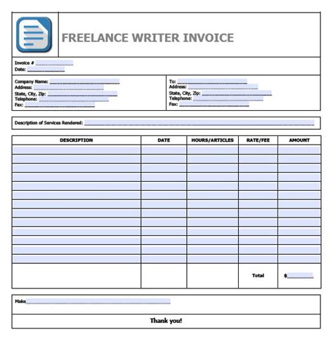 Free Freelance Writing Invoice Template (FREE - 2024 Updated) - Bonsai