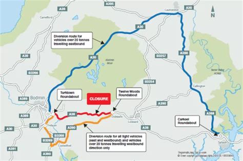 A38 road closure map: Motorists to face 42-mile detour via Launceston ...