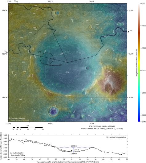 ESA - New topographic map of Jezero Crater – Mars 2020’s future home