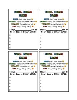 Cool Down Card! by Teaching With Meaning | TPT