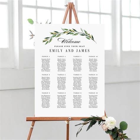 7 Sizes Wedding Seating Chart Template, Editable Wedding Table Seating Chart P… | Seating chart ...