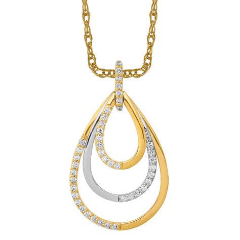 14K Two Tone Gold Lab Grown Created Diamond Teardrop Necklace Charm Pendant | eBay