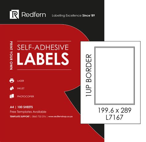 Paper & Notebooks - Redfern Self Adhesive Labels 1UP (100 Sheets) for ...