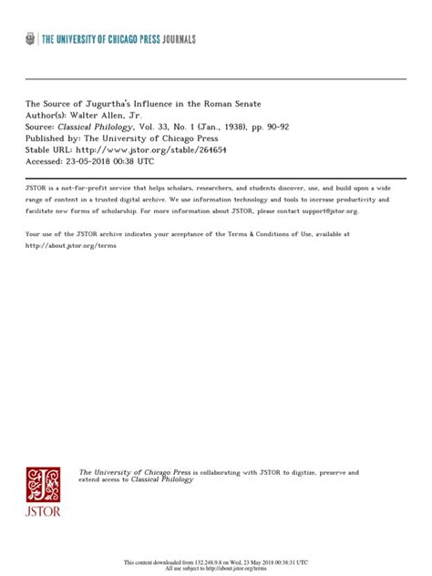 The Source of Jugurtha's Influence in The Roman Senate | PDF | Scipio ...