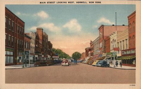 Main Street Looking West Hornell, NY Postcard