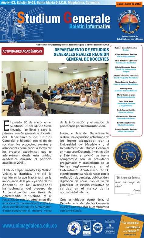 Boletín Studium Generale Año 03 - No.01 by Studium generale - Issuu