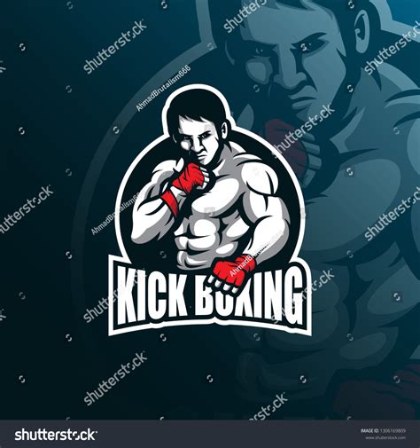 Kick Boxing Vector Mascot Logo Design Stock Vector (Royalty Free ...