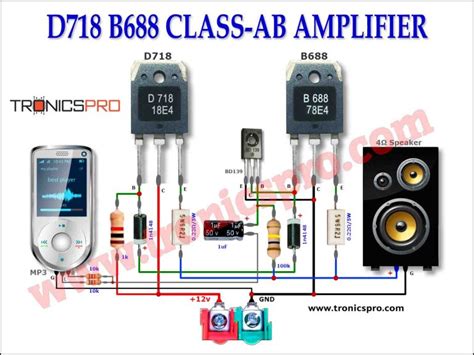 D718 B688 Class-AB Amplifier Circuit Diagram - TRONICSpro