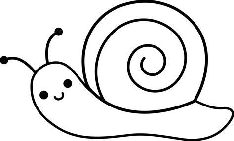 Cute Snail Line Art - Free Clip Art