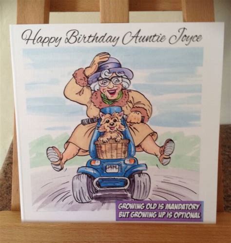 Funny Old Lady Scooter Personalised Birthday Card | eBay