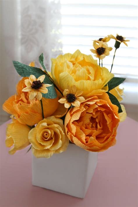 1 Yellow Shade Peonies Centerpiece - Paper Flowers -wedding Centerpiece ...