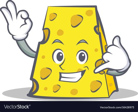 Cheese character cartoon style with call me Vector Image