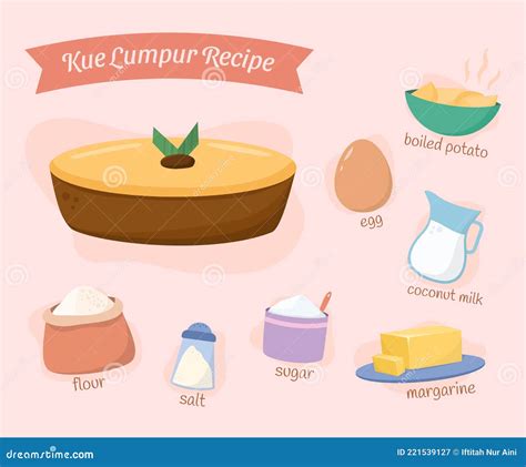 Illustration of Ingredients Traditional Indonesian Snack Kue Lumpur Recipe Vector Design Stock ...