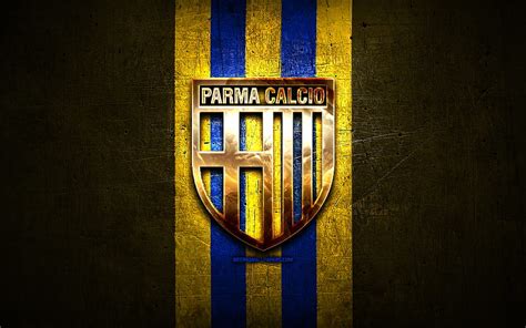 Parma FC, golden logo, Serie A, yellow metal background, football, Parma Calcio 1913, HD ...