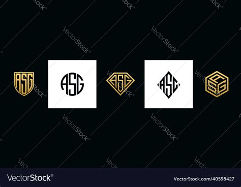 Initial letters asg logo designs bundle Royalty Free Vector