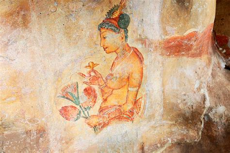 210+ Paintings At Sigiriya Rock In Sigiriya Sri Lanka Stock Photos ...