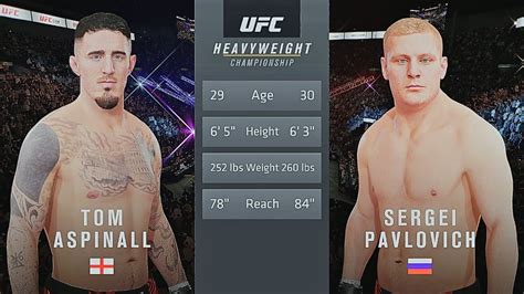 Tom Aspinall Vs. Sergei Pavlovich : UFC 4 Gameplay (Legendary ...