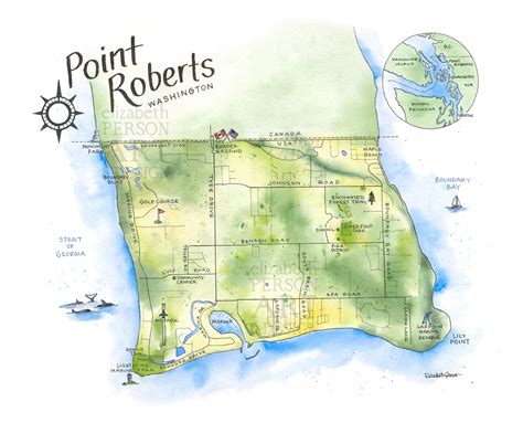 Point Roberts WA Map Art Print – Elizabeth Person Art & Design